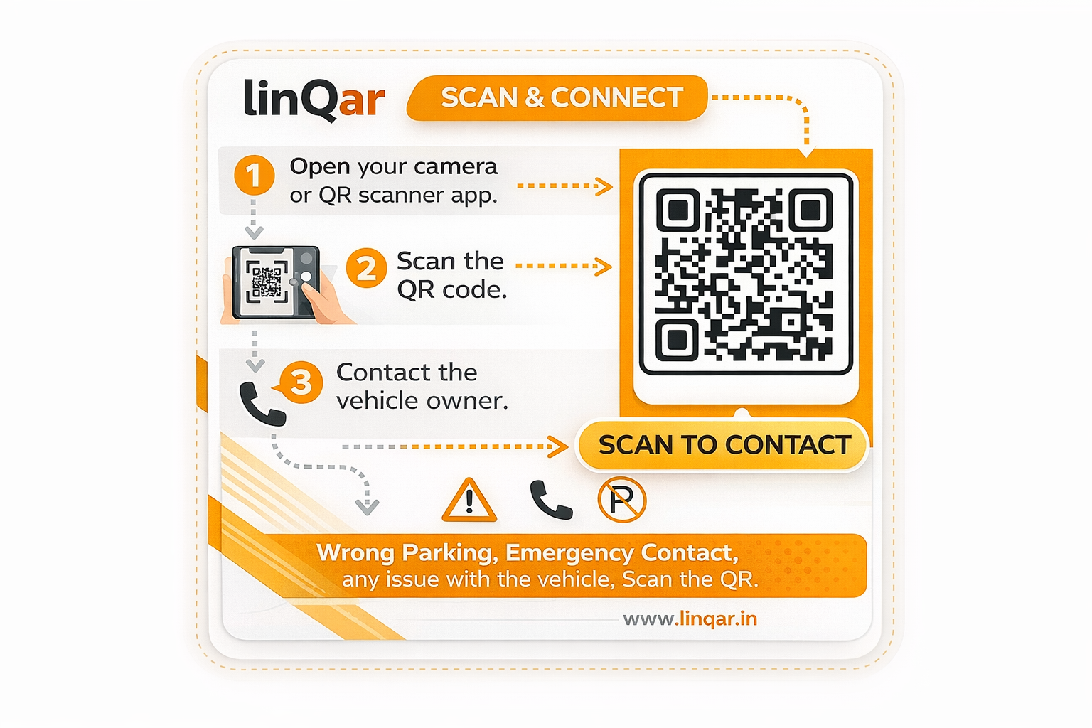 (Pack of 2) linQar Car & Bike Parking Tag